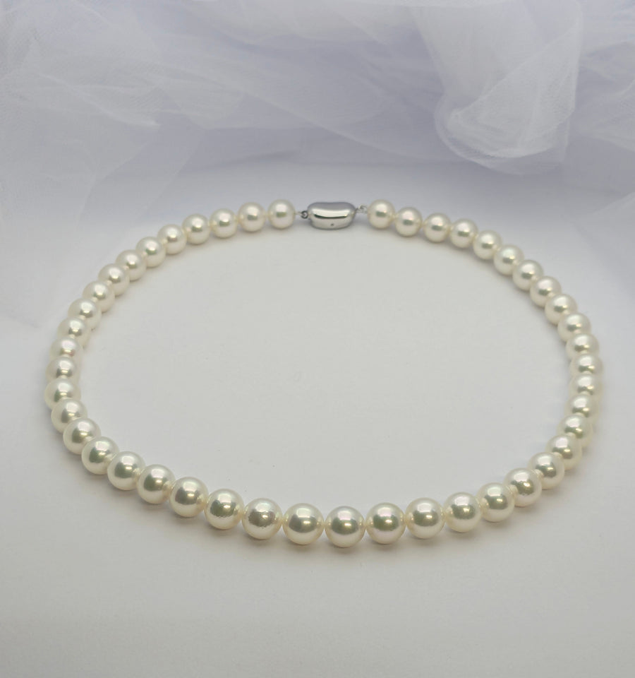 No.24フォーマル1076パールネックレス8.5㎜ブルーピンク