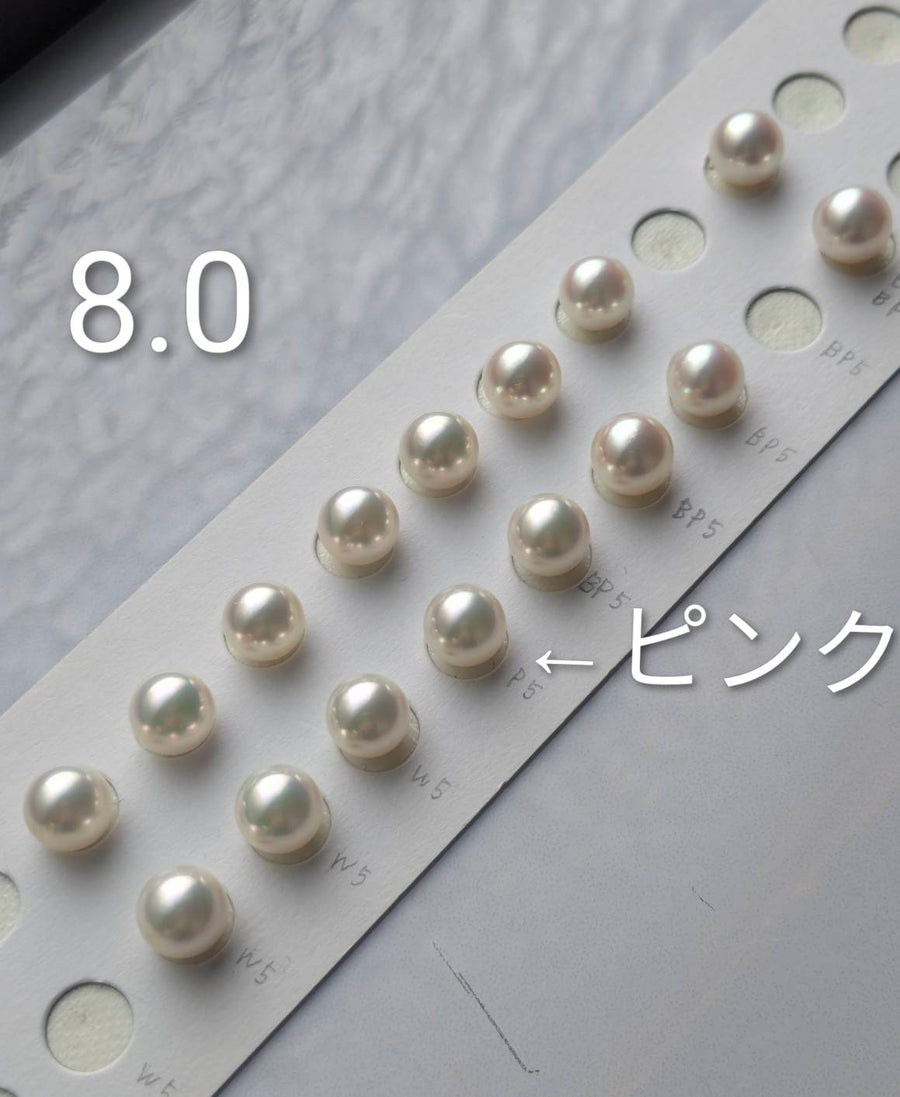 K18YG レイ 1粒真珠ピアス size 7.5〜8.5mm