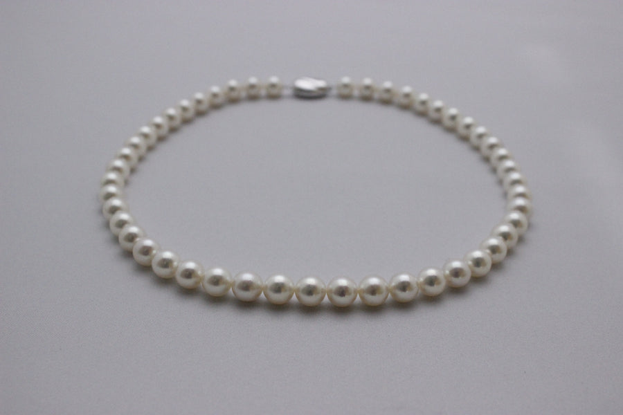 No.19 Formal-174 Pearl Necklace & Earrings Set 8.5mm White Pink
