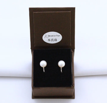 K14WG（白金）1颗珍珠耳环尺寸7.0-8.5mm