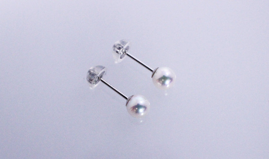 Miraculous pearl blue pink baby pearl 4.5mm earrings