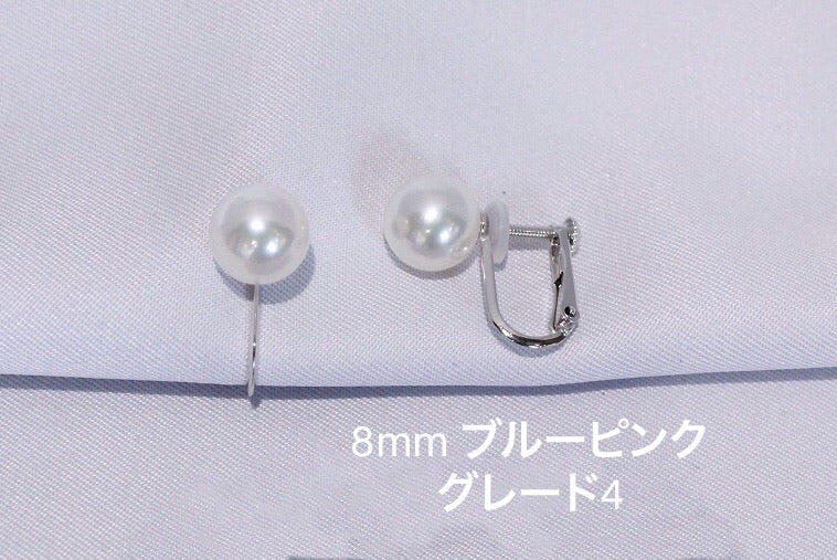 K14WG（白金）1颗珍珠耳环尺寸7.0-8.5mm