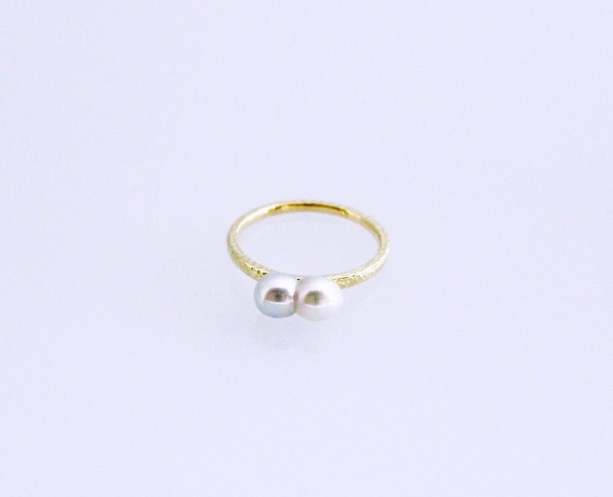 Marquise Snowman twin pearl rings